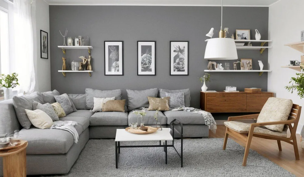 Exemple de décoration scandinave avec des dominantes de gris