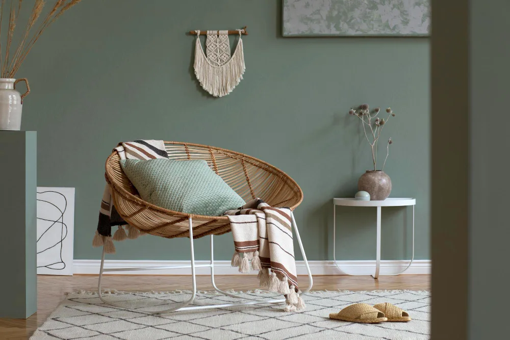 Exemple de décoration scandinave avec de la couleur verte