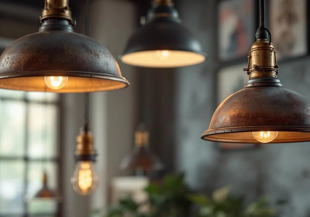 photo de luminaires style industriel pour décorer un salon
