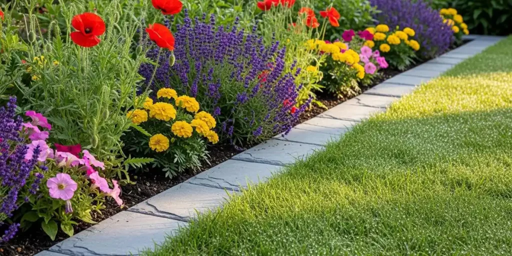 Enterrer de l'ardoise pour créer une bordure dans le jardin