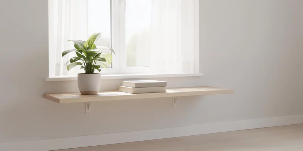 photo d'une simple tablette sous la-fenetre pour la déco japandi